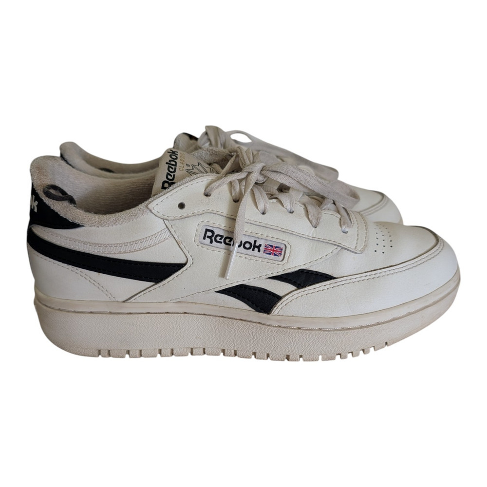 Reebok Club C Double Revenge Chalk Core Black Sneakers Size 8 Womens White Cream